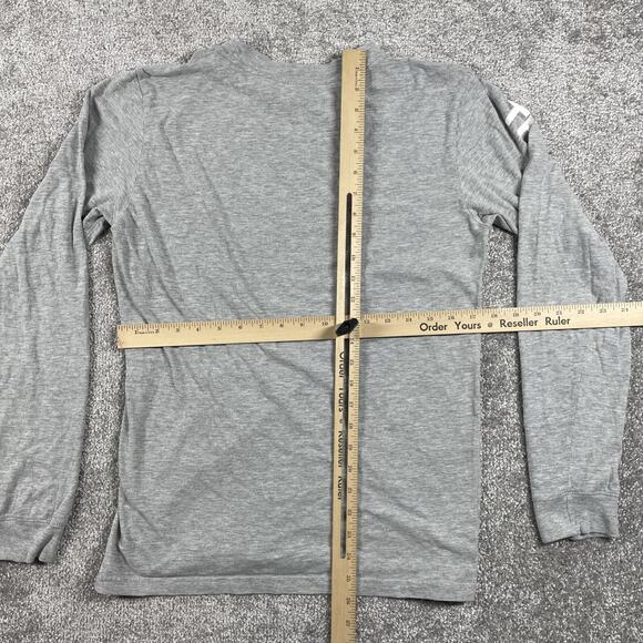 North Face T Shirt Mens Small Spell Out Long Sleeve Outdoors Hiking Gray - Picture 4 of 8